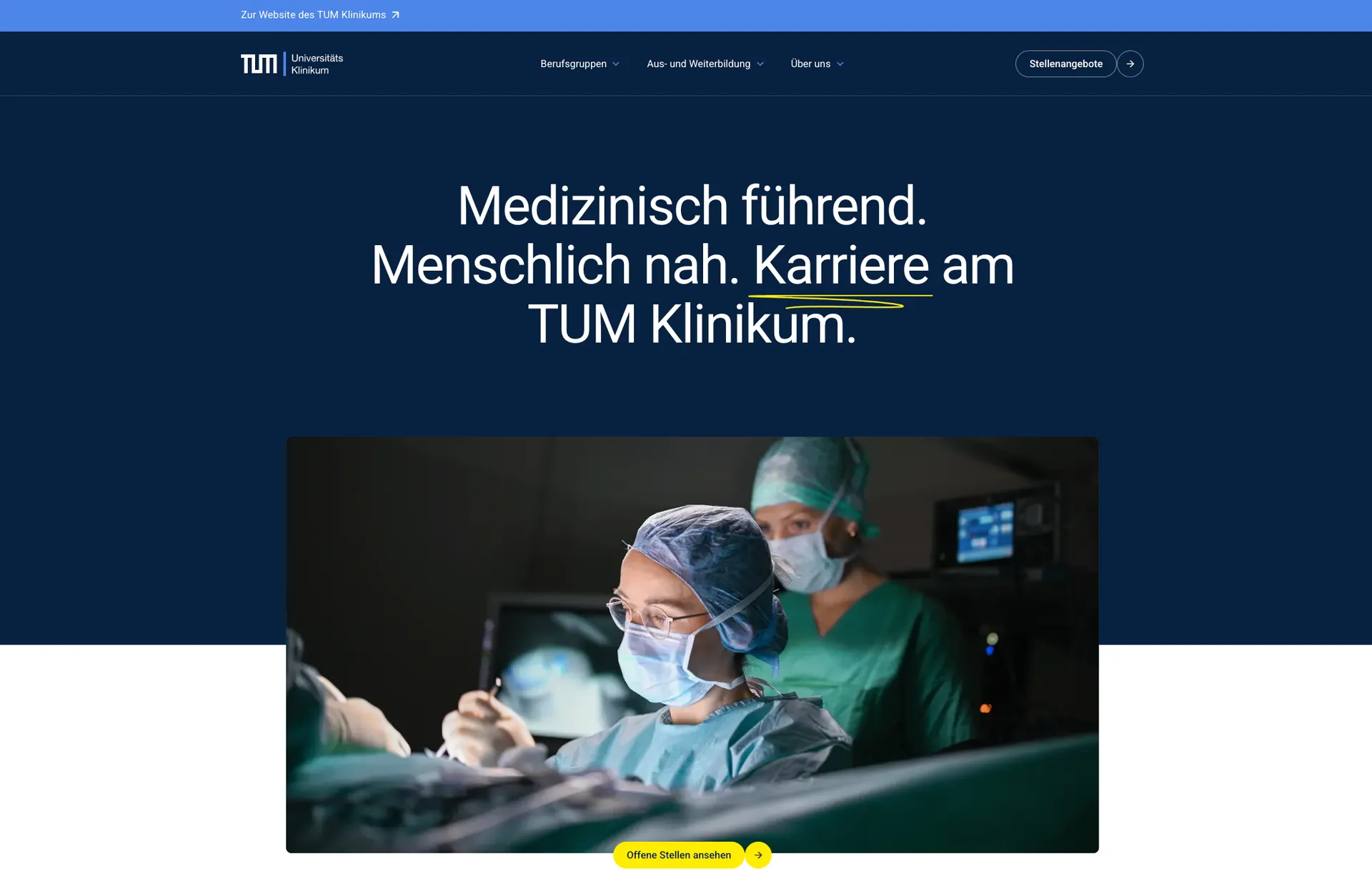 karriere.tumklinikum.de website screenshot